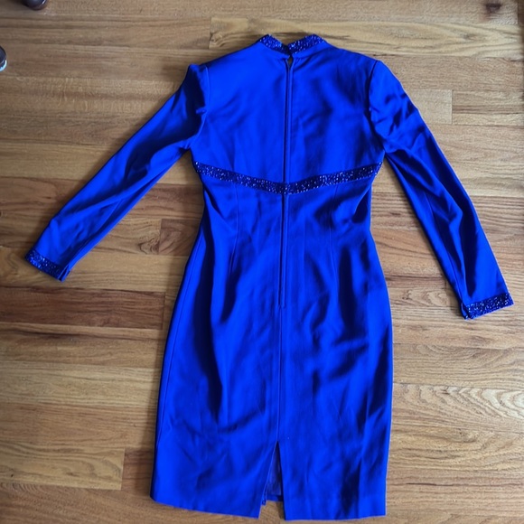 Vintage 80s / 90s Morton Myles beaded Cocktail dress size 8 Electric Blue - Picture 7 of 11